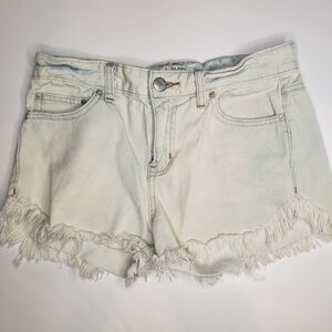Free People frayed distressed faded denim shorts size 26.